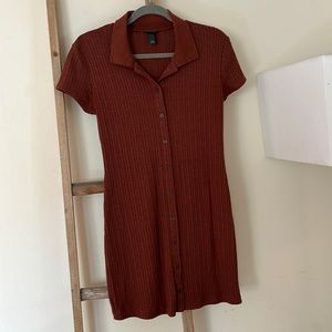 Button down collar mini dress